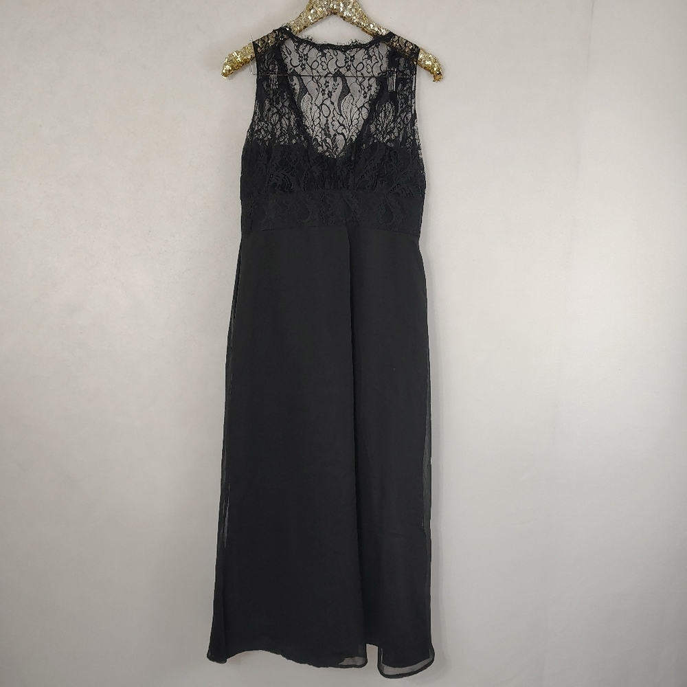 Vintage 80s 90s Jim Helm Womens Black Lace Evening Wear Formal Maxi Dress Sz 16